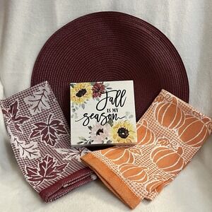Fall‎ Kitchen Decor: 2 Kitchen Towels, Fall Wall Plaque/Centerpiece Placemat